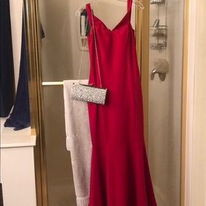 a red mermaid style prom dress